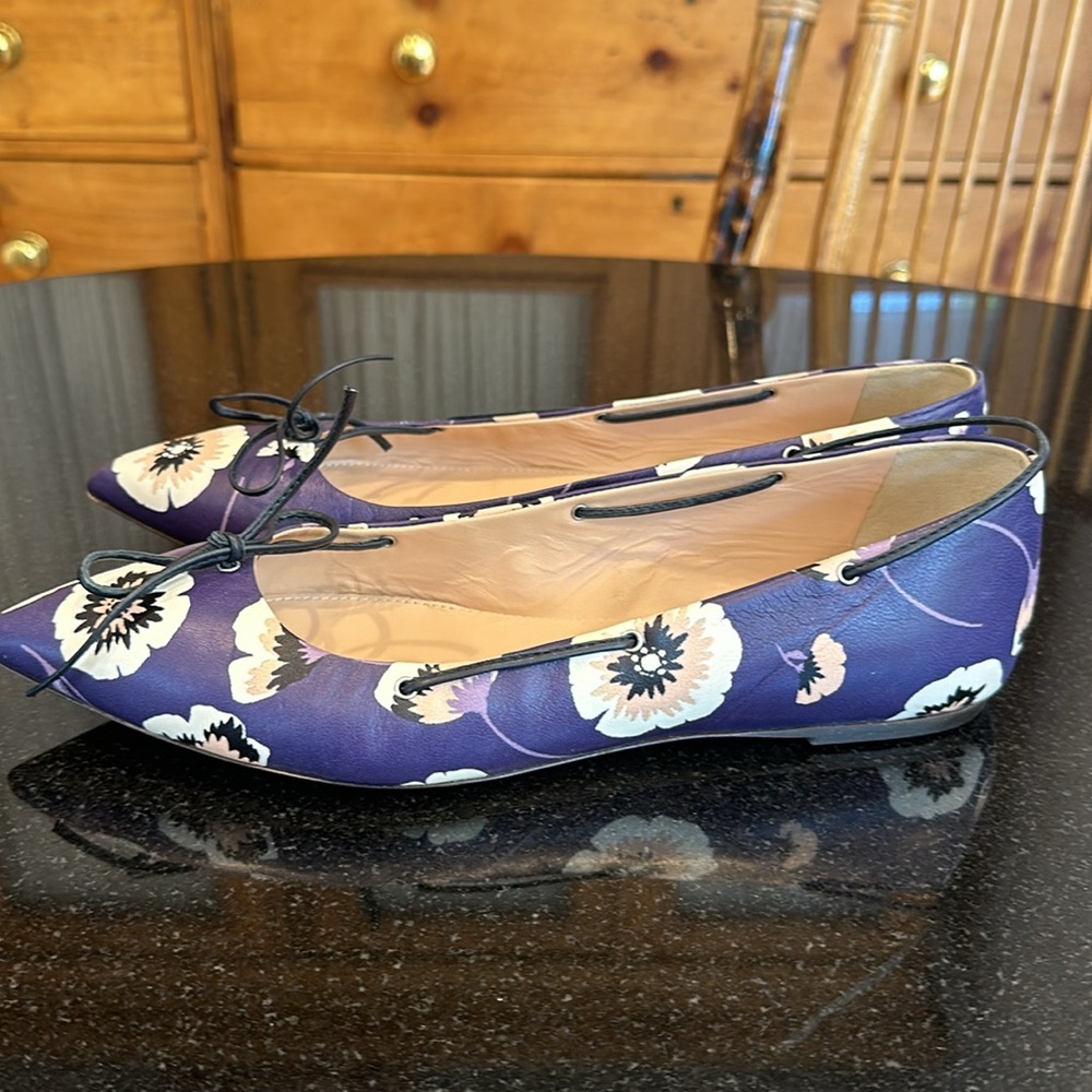 J. Crew Purple Floral Pointed Ballet Flats - Picture 2 of 5